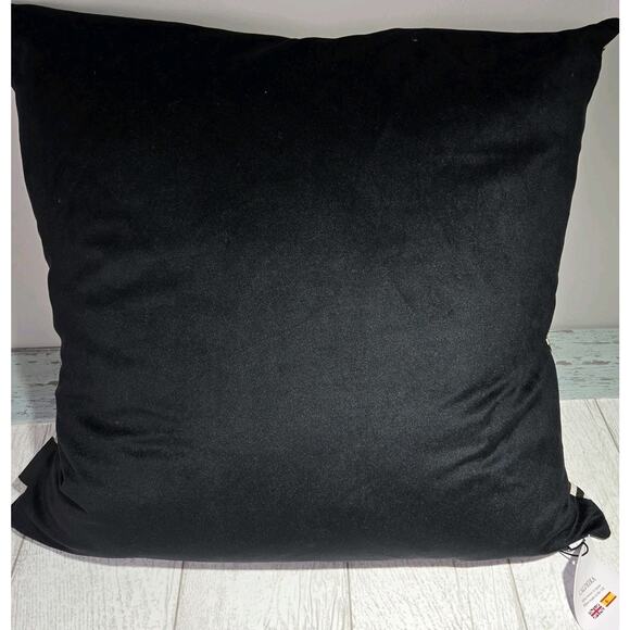 Sugar Skull Floral Embroidered Pillow 18x18" Black Velvet Back Zip Art Deco Boho - Picture 5 of 9